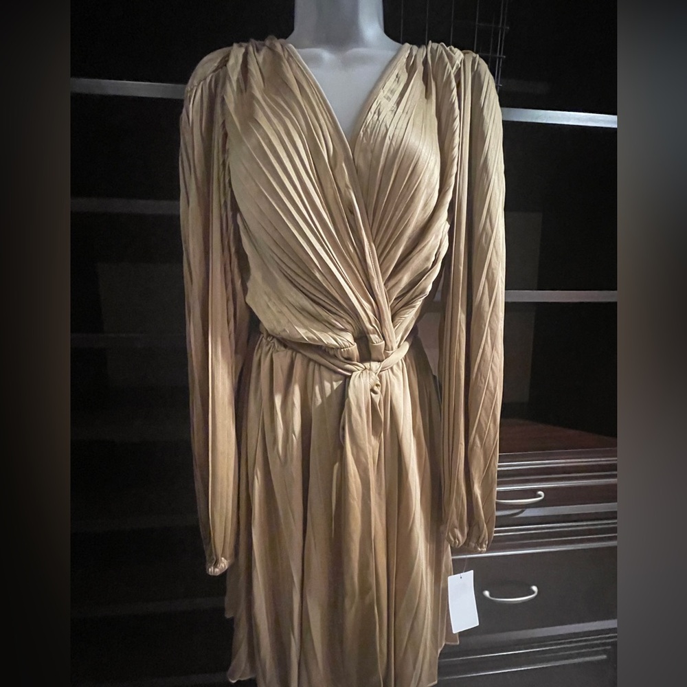 Long sleeve gold dress